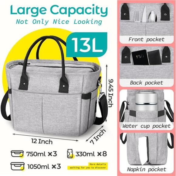 Cute&Classy Roomy Insulated Lunch Bags for Women - Stylish & Functional Large - Picture 4 of 7